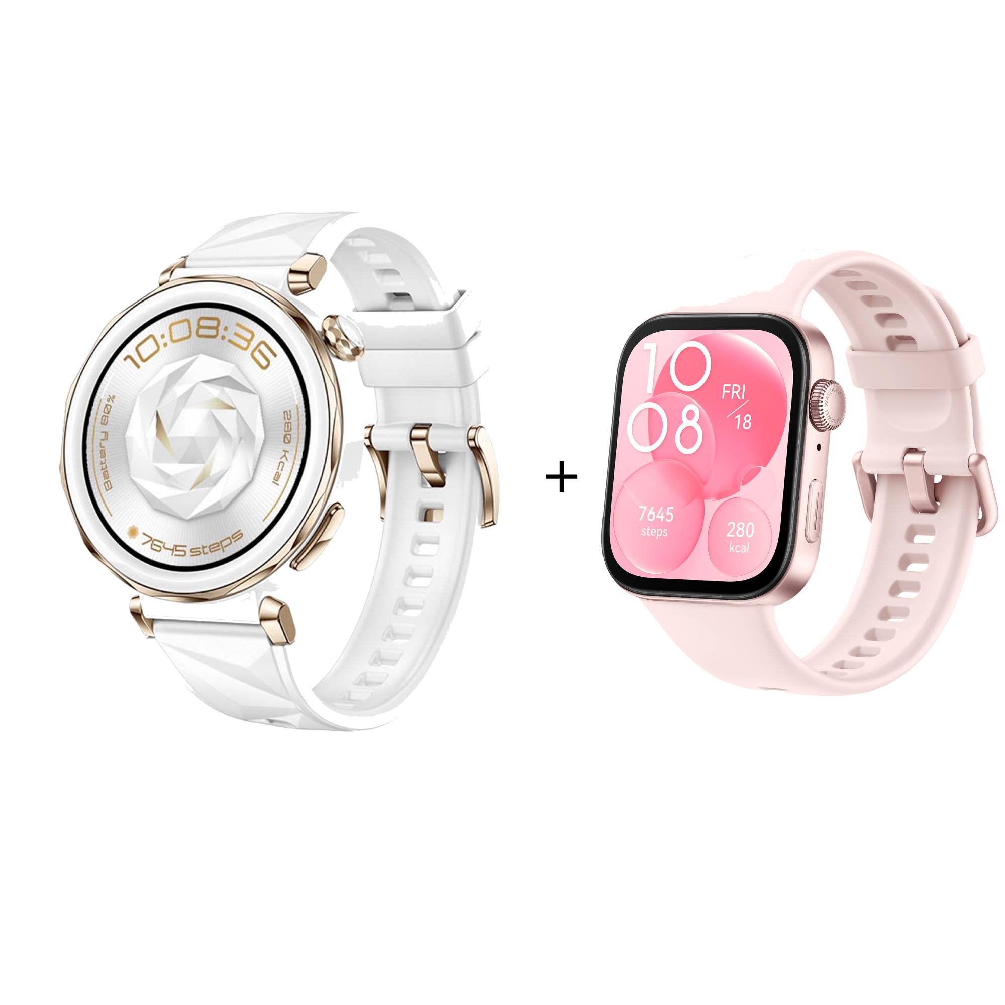 HUAWEI WATCH GT 5 Pro 42mm White Fluoroelastomer + HUAWEI WATCH FIT 3, Pink