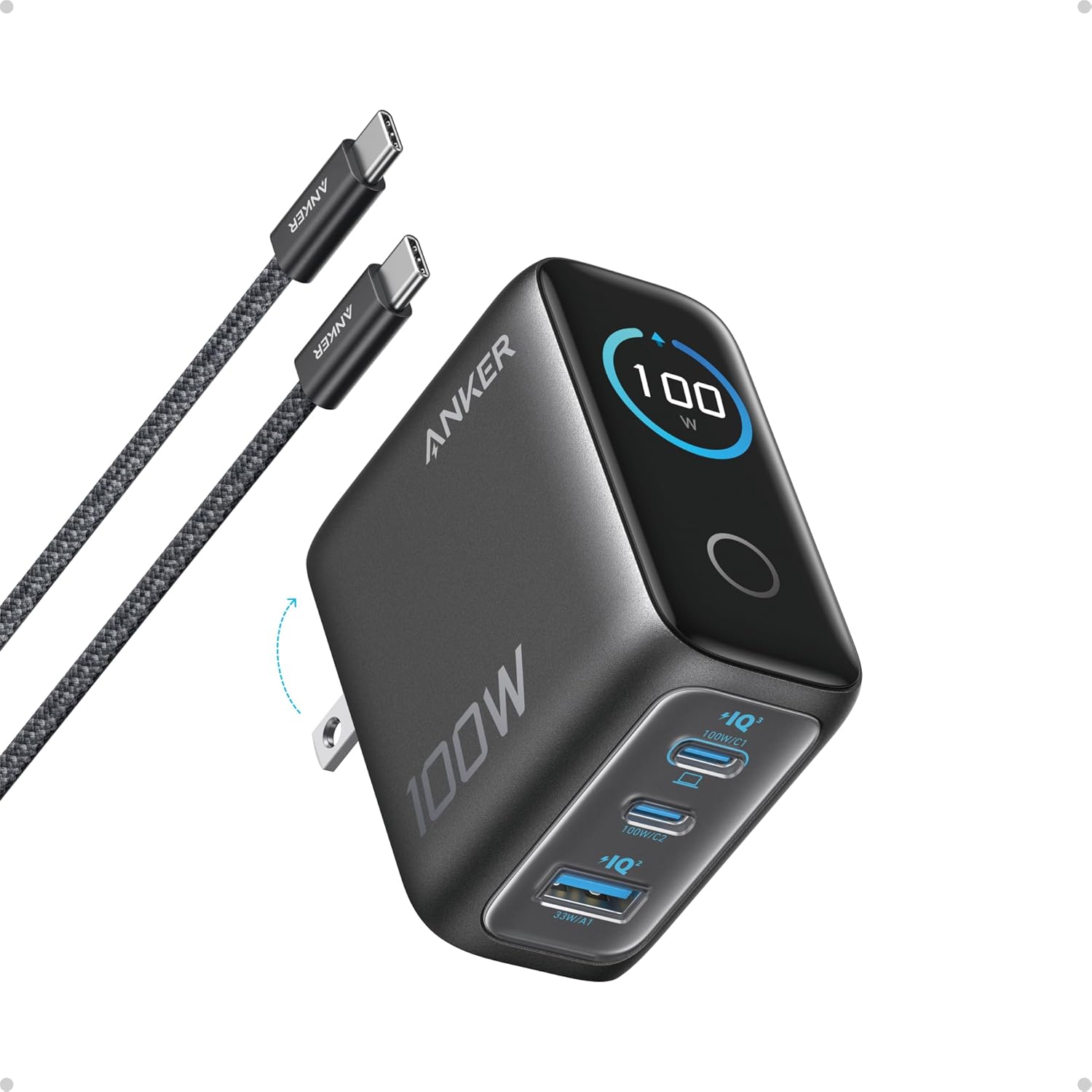 Anker 736 Chargeur (Nano II 100W), 3-Port Chargeur USB-C/USB-A + Cable(Open Box)
