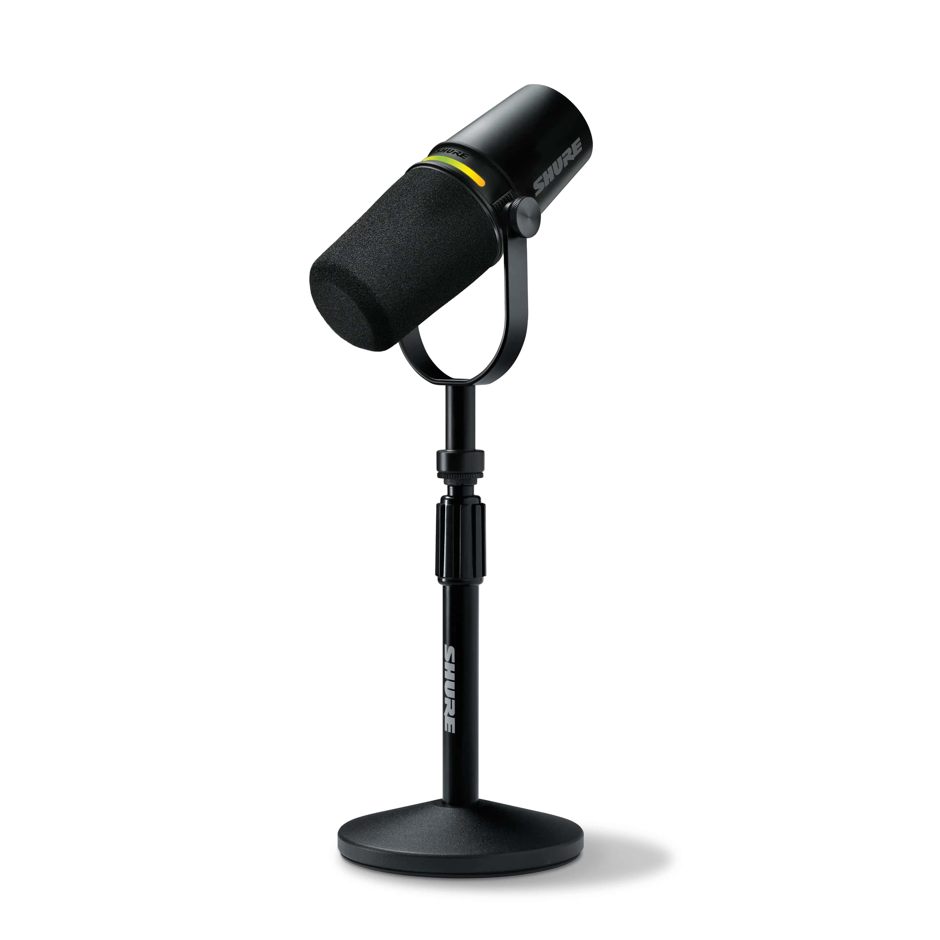 SHURE MV7+ Microphone pour Podcast avec bonette/trépied/câble, Noir