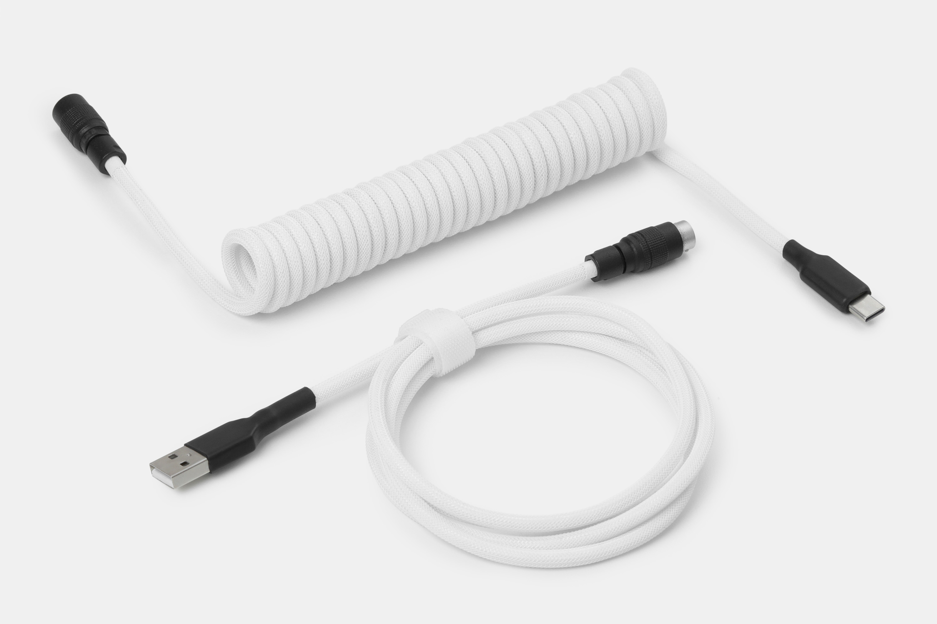 DROP Câble de clavier spiralé noir et blanc – Noir sur blanc – YC8