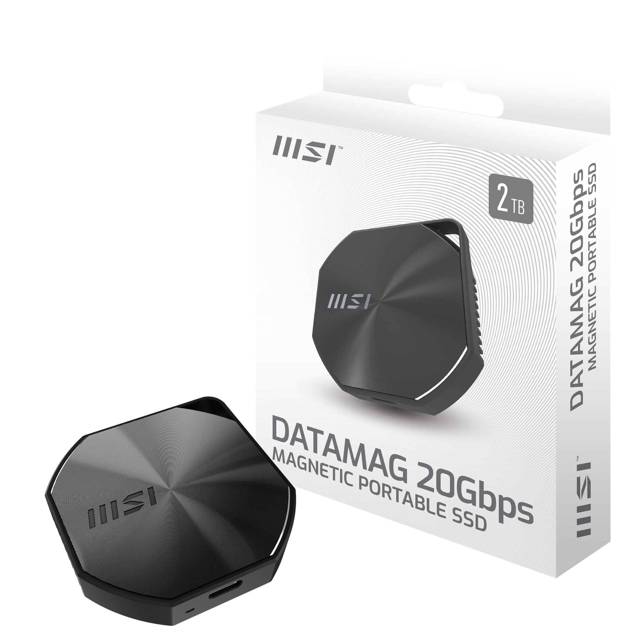 MSI DATAMAG Disque SSD portable 20 Gbit/s 2 To, lecture : 1 600 Mo/s,