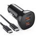 Choetech 36W Dual USB-C PD Car Charger | 1M USB-C to USB-C Cable | Black(Open Box)