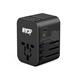 iCAN Universal Travel Adapter with 1x 15W Type C (PD QC fast charging) + 3xUSB A , Total Output 35.5W, Black