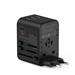 iCAN Universal Travel Adapter with 1x 15W Type C (PD QC fast charging) + 3xUSB A , Total Output 35.5W, Black