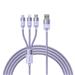 Baseus StarSpeed 1-for-3 Fast Charging Data Cable USB-A to M+L+C 3.5A, 1.2m (4ft), Purple