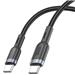 Hoco "U117 Grand" 60W intelligent power-off charging data cable Type-C to Type-C, 1.2m (4ft), Black