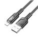 Hoco "U120 Transparent explore" intelligent power-off charging data cable iP, 1.2m (4ft), Black