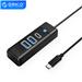 ORICO 3-Port Portable USB 3.0 Hub with 15cm Cable & USB-C Input for Laptop, Mobile Phone and Tablet, USB-A*2 & Type-C*1, Black(Open Box)