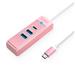 ORICO 3-Port USB-A*2 & Type-C*1 Hub for Laptop, Mobile Phone, Tablet with 0.49ft Cable, USB-C Input, Pink
