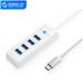 ORICO 4-Port USB 3.0 Hub with 50cm Cable, USB Splitter for Laptop, Mobile Phone & Tablet, USB-C Input, White