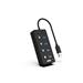 iCAN 4-Port USB 3.0 Hub with LED Individual Switches, 24cm Cable, Black