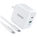Choetech 65W USB-A & USB-C GaN PD Charger | 180cm USB-C to USB-C Cable | White(Open Box)
