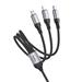 HOCO "X102 Fresh" 3-in-1 charging data cable (iP+Micro+Type-C), 1m (3.3ft), Black