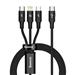 Baseus "Rapid Series" 3-in-1 Fast Charging Data Cable Type-C to M+L+C PD 20W, 1.5m (5ft), Black