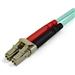 StarTech 10m OM4 LC to LC Multimode Duplex Fiber Optic Patch Cable- Aqua - 50/125 - Fiber Optic Cable - 40/100Gb - LSZH (450FBLCLC10) - LC to LC Multimode Duplex Fiber Optic Patch cable connects with SFP+ and QSFP+ transceivers in 40/100 Gigabit networks - LOMMF is ideal for 850nm/1350nm VCSEL & LED sources - Backwards compatible with 50/125 equipment - LSZH flame retardant jacket