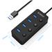 ORICO 4-Port USB 3.0 Hub with Individual LEDs Power Switches and 30cm Cable - Black (W9PH4-U3-V1-BK)(Open Box)