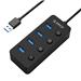 ORICO 4-Port USB 3.0 Hub with Individual LEDs Power Switches and 30cm Cable - Black (W9PH4-U3-V1-BK)(Open Box)
