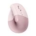 LOGITECH Lift Vertical Ergonomic Mouse, Wireless, Bluetooth or Logi Bolt USB receiver, Quiet clicks, 4 buttons - Rose