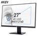 MSI PRO MP273U 27" UHD 3840x2160 IPS 60Hz 4ms (GTG) Adaptive Sync  2x HDMI 2.0 1x DisplayPort 1.4 Creator Monitor,  PRO MP273U