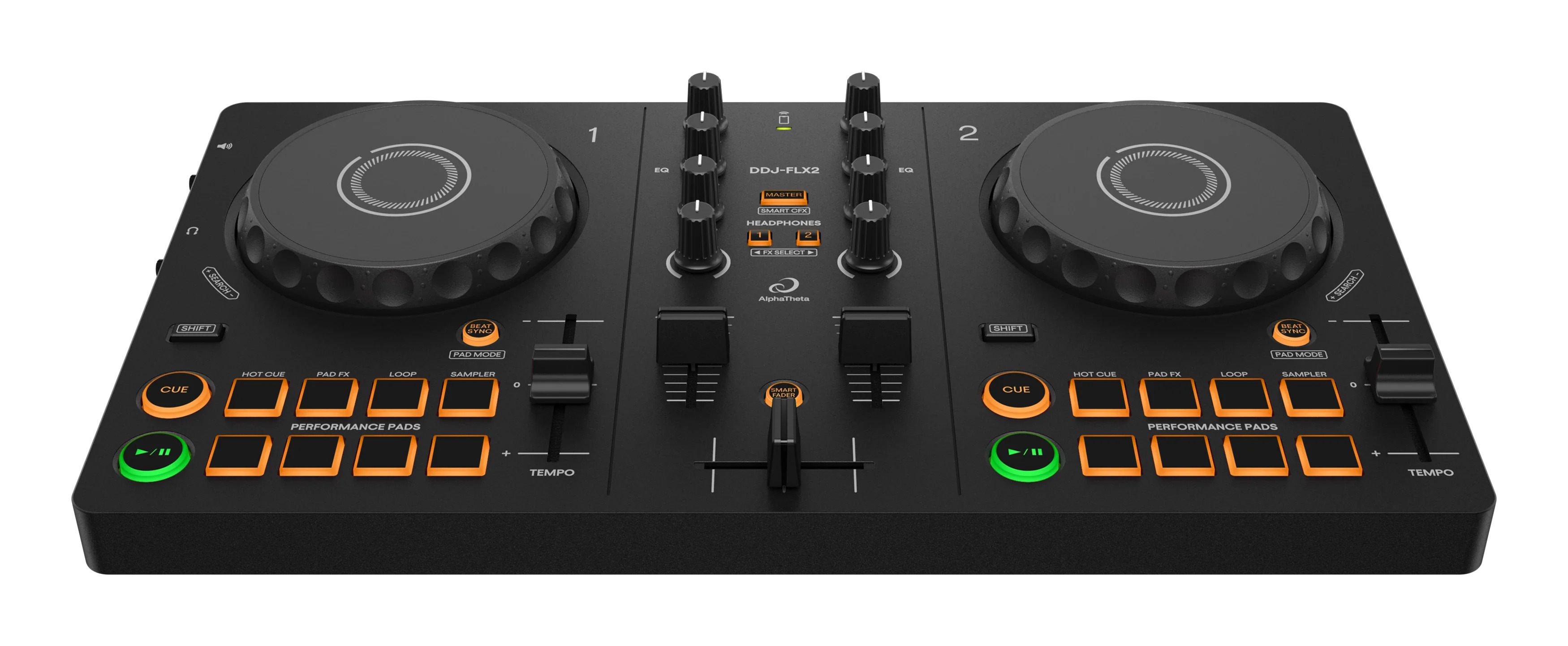 PIONEER DJ DDJ-FLX2 Contrôleur DJ 2 voies compact, Noir