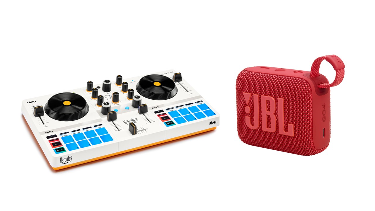 Hercules DJControl Mix Utlra + JBL Go 4 red