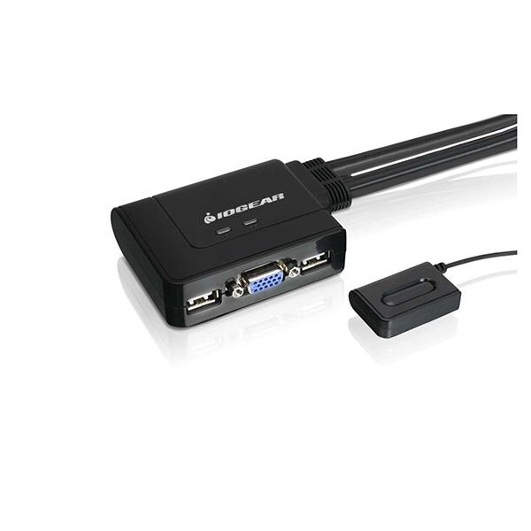 IOGEAR 2-Port USB KVM Switch with Cables & Remote