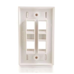 C2G 4-Port Single Gang Multimedia Keystone Wall Plate - White (03413)