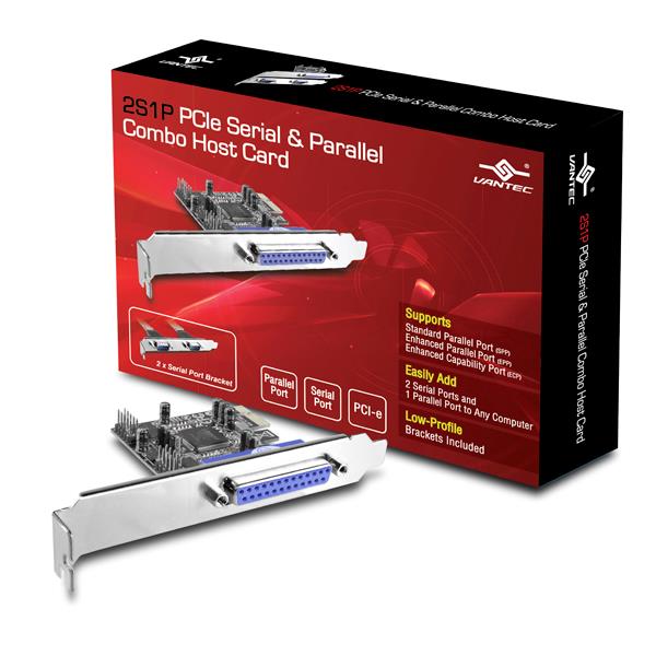 Vantec (UGT-PCE2S1P) - Combo carte hote PCIe à 2 ports sériels / 1 port parallèle