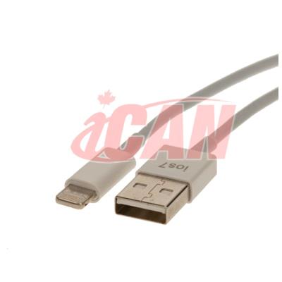 iCAN Lightning Male to USB Male Cable for Data Sync & Charging, 3 ft