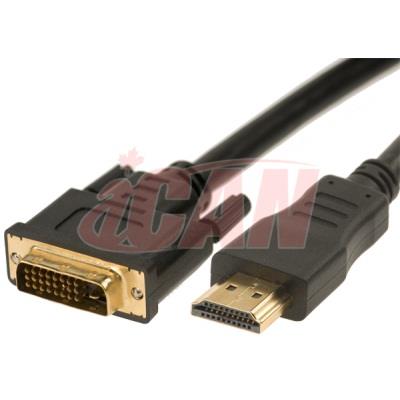 iCAN HDMI-DVI M/M 28AWG 1080P Gold Plated - 25 ft