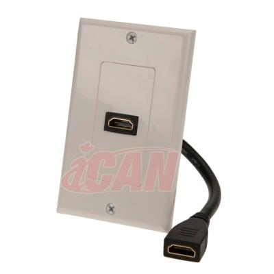 ICAN 1-Port HDMI 4" F/F Dongle Jacks Façade Plaque Murale