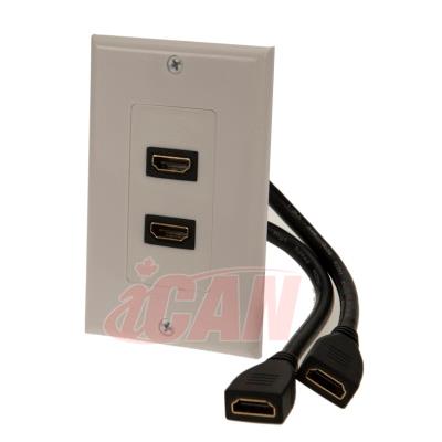 iCAN 2 Port HDMI 4" F/F Dongle Jacks Faceplate Wall Plate