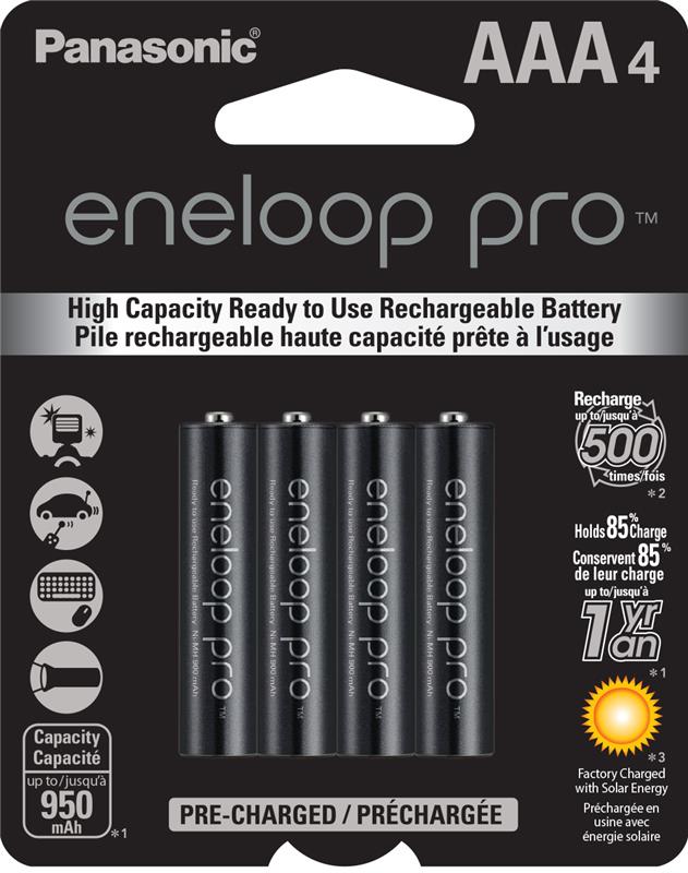 PANASONIC Eneloop PRO AAA 950mAh NiMH Rechargeable Battery 4 Pack