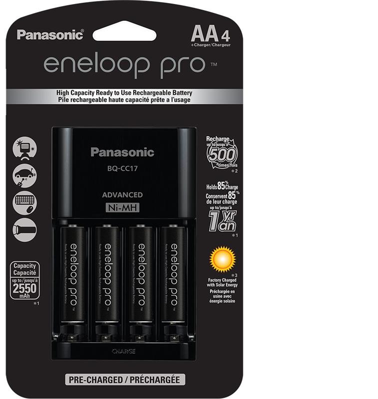 PANASONIC Eneloop PRO AA Smart Charger Kit with 4-AA 2550mAh