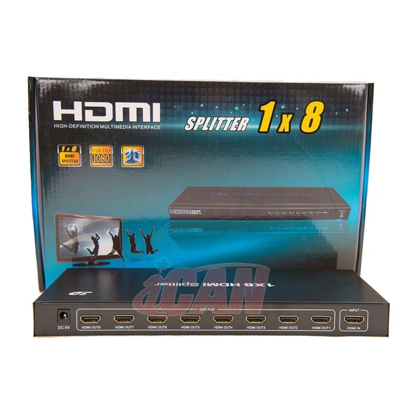 iCAN HDMI 1.4 3D Active Splitter w/Power, 1 Input, 8 Outputs