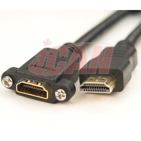 iCAN HDMI 1.4 3D 4K LAN Male/Female Panel Mountable Cable - 3ft