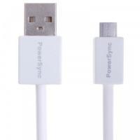 ICAN (PowerSync) USB2.0 AM to Micro B Flexible Round Cable, White,1.5M