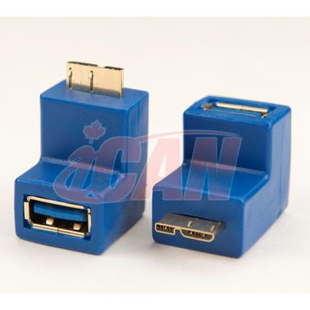 iCAN USB 3.0 A (F) to 90 Degree Micro B (M) Gold-plated Adapter(Open Box)