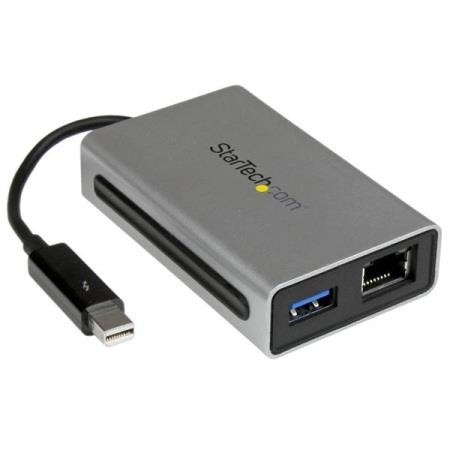 StarTech Thunderbolt to Gigabit Ethernet plus USB 3.0 - Thunderbolt Adapter (TB2USB3GE)