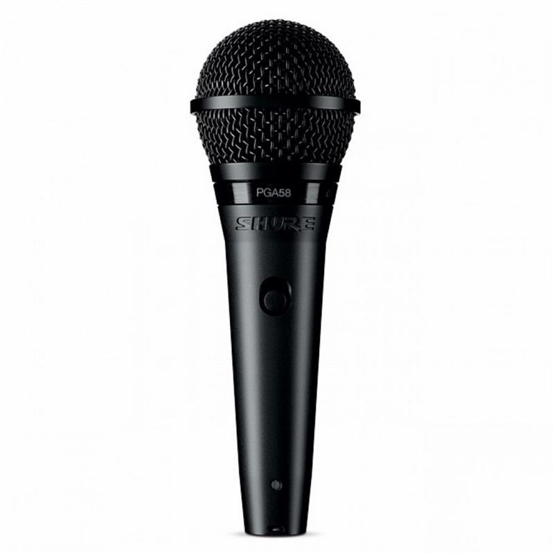 Microphone vocal dynamique SHURE cardioïde, câble XLR et pied perche trépied