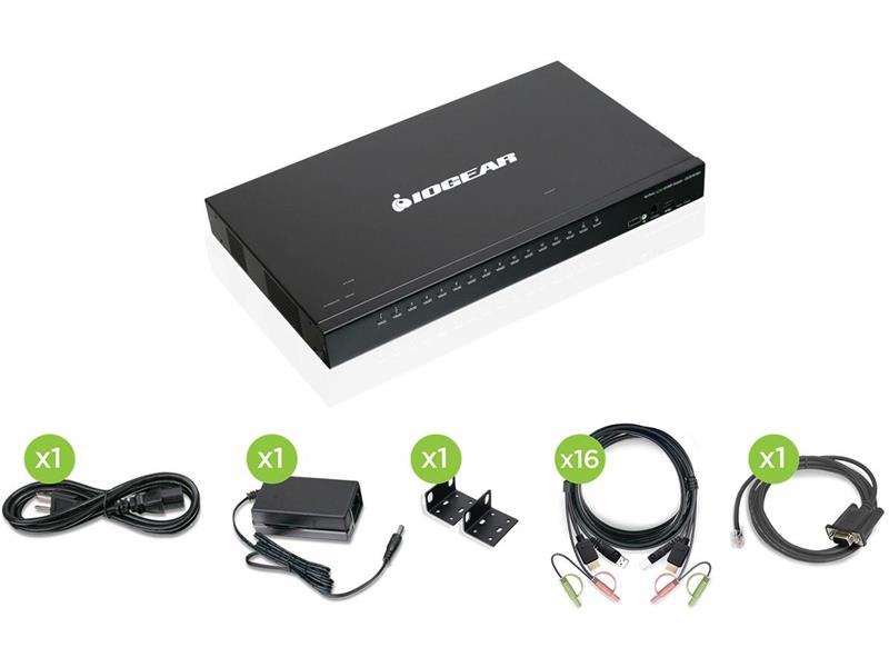 Commutateur KVMP USB HDMI IOGEAR 16 ports avec 16 câbles USB (TAA)
