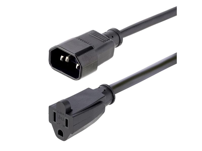 Power IEC 60320 C14 Power NEMA 5-15R - receptacle Black 3 ft