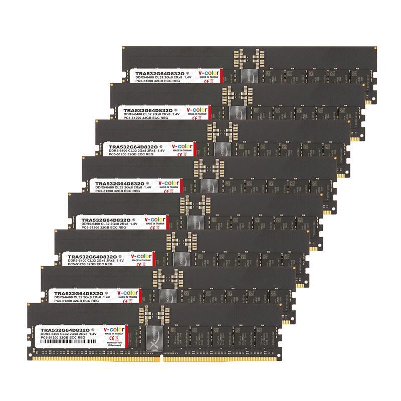 v-color 256 Go (8x32 Go) 6400 MHz CL32 ECC RDIMM