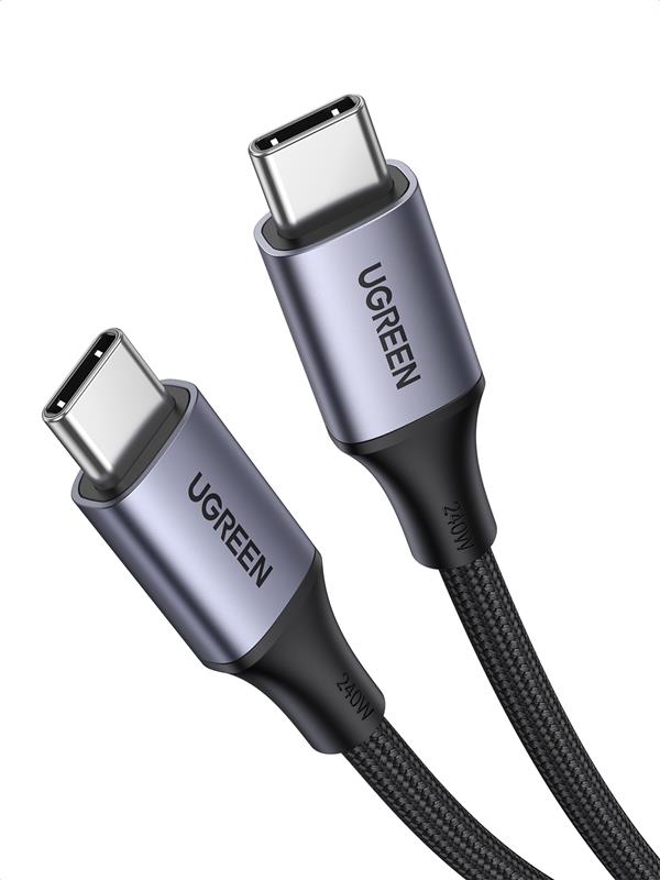 Câble de charge rapide UGREEN USB-C vers USB-C PD 5 A max. Gris sidéral 1 m
