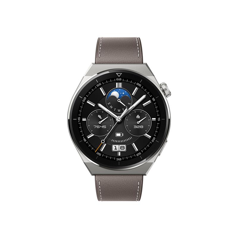 HUAWEI WATCH GT 3 Pro 46mm Classic Titanium Case with Gray Leather St Canada Computers Electronics