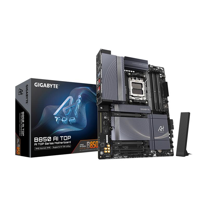 Carte mère GIGABYTE B850 AI TOP AMD AM5 LGA 1718, ATX, DDR5, 3x M.2