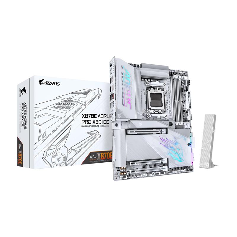 GIGABYTE X870E AORUS PRO X3D ICE AMD AM5 LGA 1718 ATX Motherboard
