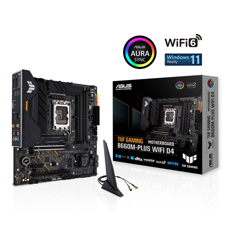 ASUS TUF GAMING B660M-PLUS WIFI D4 LGA 1700(Intel® 12th Gen) mATX Gaming motherboard (PCIe 5.0, DDR4,10+1 DrMOS,2xPCIe 4.0 M.2 