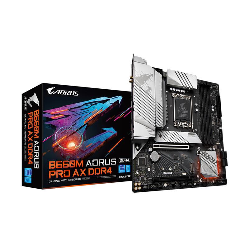 GIGABYTE B660M AORUS PRO AX DDR4 B660 Intel LGA 1700 Micro-ATX Motherboard with DDR4, Dual M.2, PCIe 4.0, USB 3.2 Gen2 Type-...