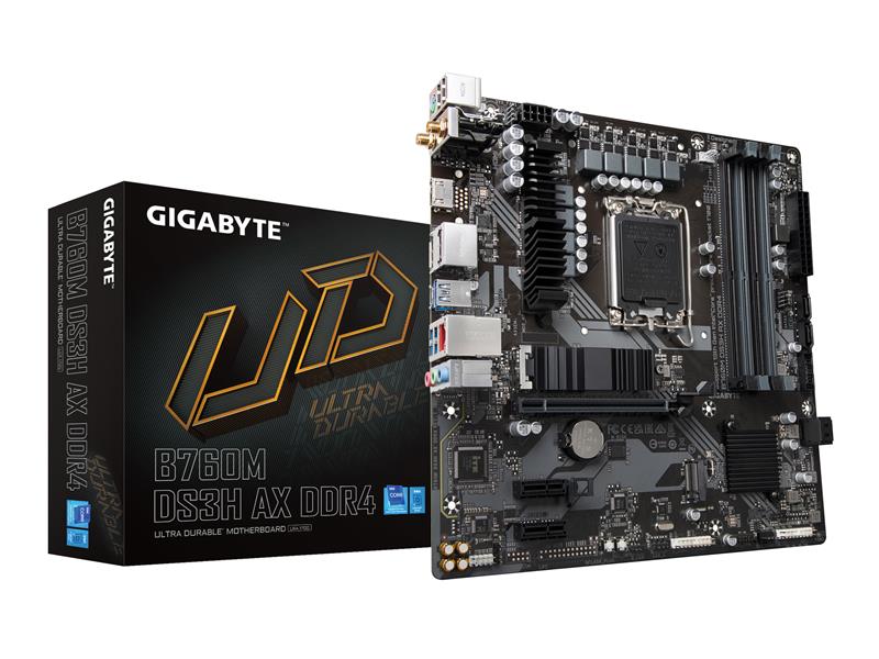 (Boîte ouverte) Carte mère Intel B760 M-ATX GIGABYTE B760M DS3H AX DDR4 LGA 1700 avec DDR4, double M.2, PCIe 4.0, USB 3.2 Ge...